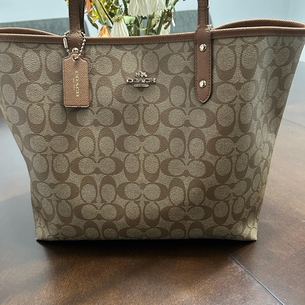 Coach Tan and Brown Signature Tote